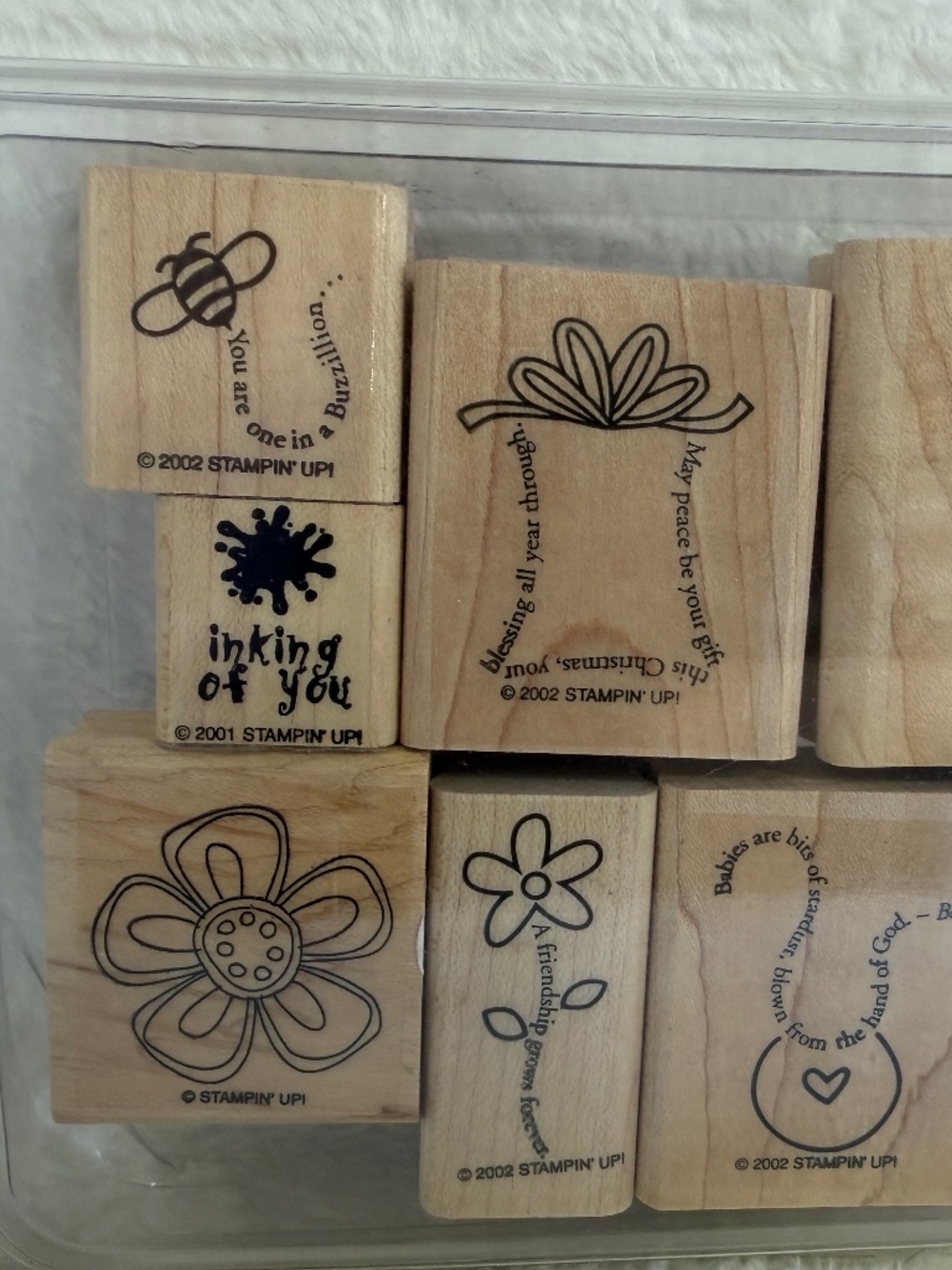 Retired Stampin Up Wood Mounted Rubber Stamp Set The Fine Print Card Making